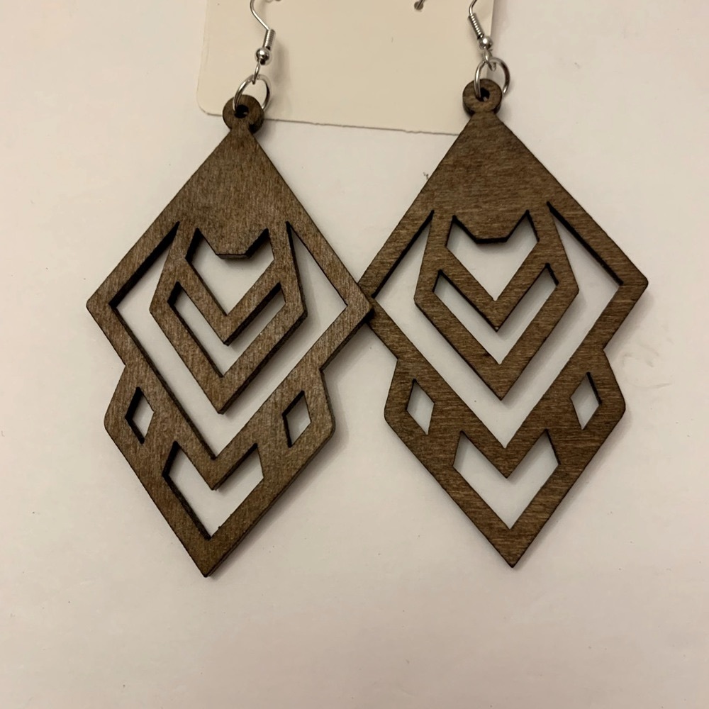 Cute Wooden Handmade Earrings. Unique. Casual. Boho. - Picture 2 of 3